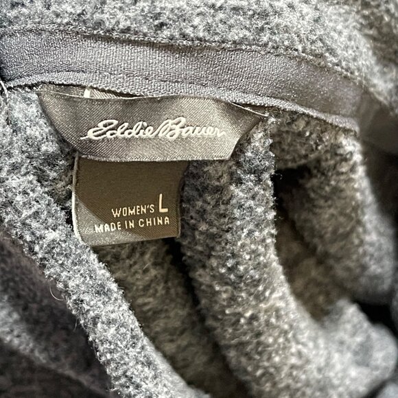 Eddie Bauer Fleece 1/4 Zip Women's Grey L Large Mock Neck Sweatshirt - Picture 4 of 5